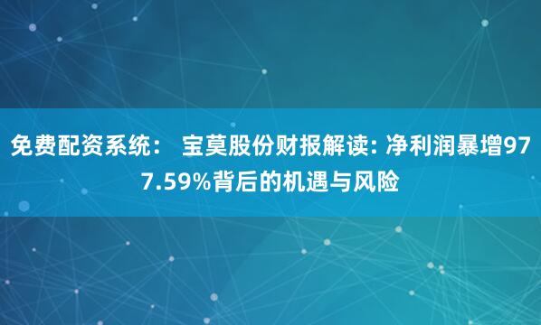 免费配资系统： 宝莫股份财报解读: 净利润暴增977.59%背后的机遇与风险