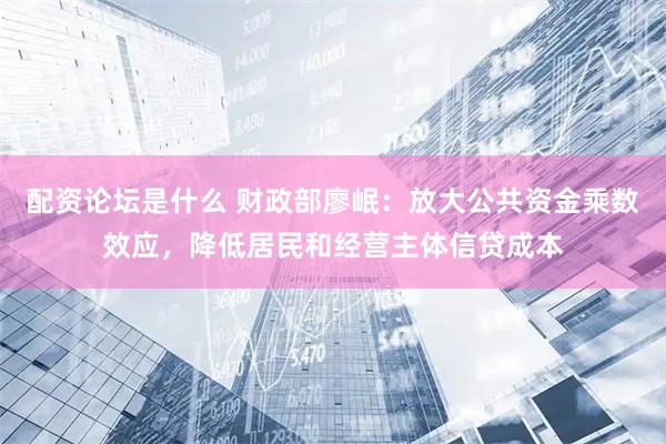 配资论坛是什么 财政部廖岷：放大公共资金乘数效应，降低居民和经营主体信贷成本